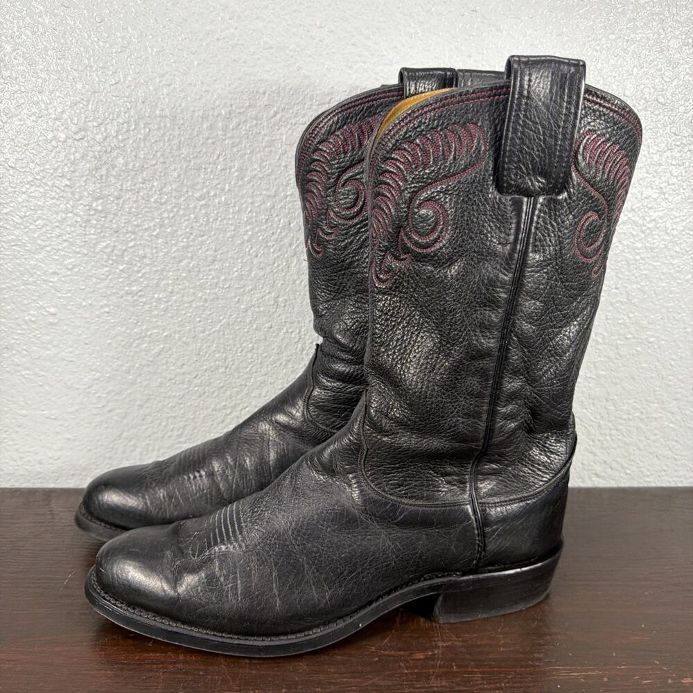 Olathe Boot Company Black Leather Calfskin Cowboy Western Boots Men's 11 A